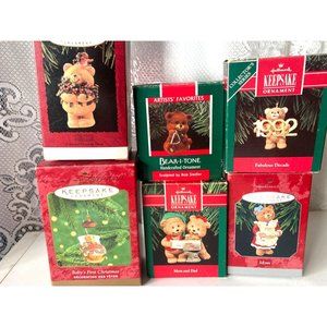 Hallmark Keepsake Vintage Figurines Ornaments Collection Lot 6 Teddy Bear Family